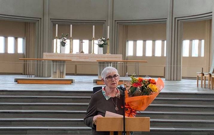 Una Hólmfríður Kristjánsdóttir flutti snjallt ávarp í Hallgrímskirkju